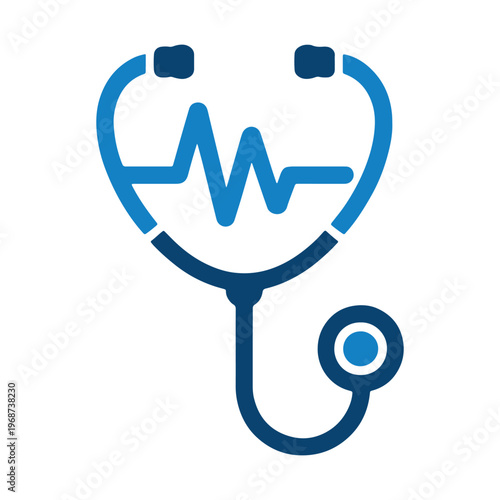Modern stylized icon of a stethoscope with an electrocardiogram waveform