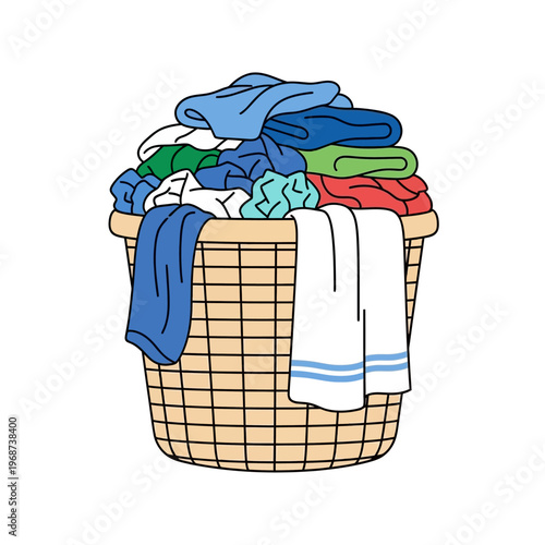 Overflowing Laundry Basket Full of Clothes