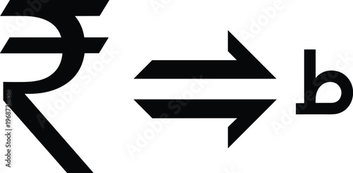 Currency exchange icons, Indian Rupee to Bangladeshi Taka symbols, financial conversion illustration, international trade artwork, money transfer design concept