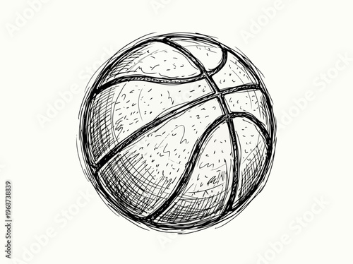 Hand drawn basketball sketch isolated on textured paper