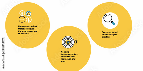 Illustrative graphic depicting research processes with icons and text