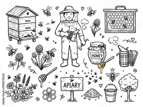 Beekeeping and Apiary Collection with Beekeeper Character