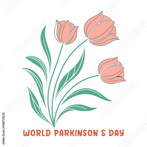 World parkinson s day tulips illustration