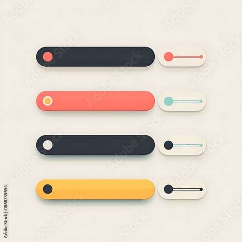 Modern flat design user interface elements with colorful charts graphs
