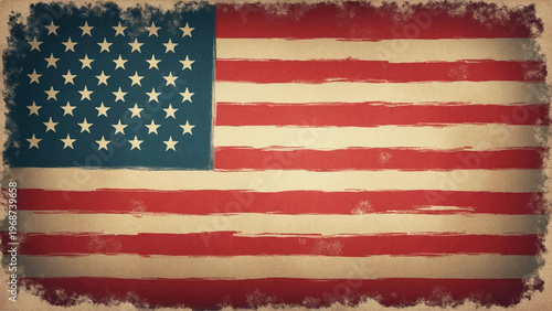 Vintage American Flag, Distressed USA Flag, Retro Patriotic Symbol, Grunge Flag Icon