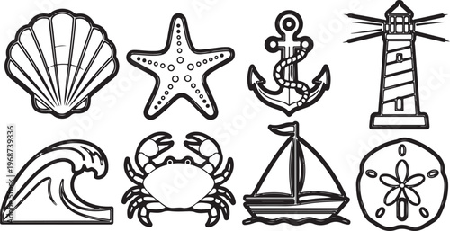 Collection of vintage and antique objects including tools and instruments Vector