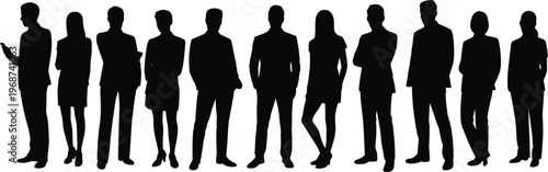 WebBusiness team silhouettes standing together, corporate unity, leadership, teamwork concept illustrationv
