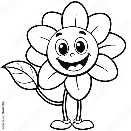 elegant black and white floral line art coloring page for adults and kids