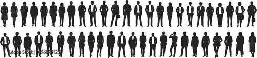 WebBusiness team silhouettes, corporate professionals, teamwork concept, office diversity illustration, flavector