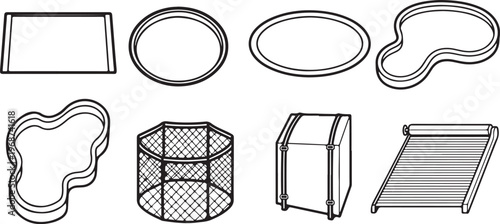 Collection of basic geometric shapes and objects in outline form Vector