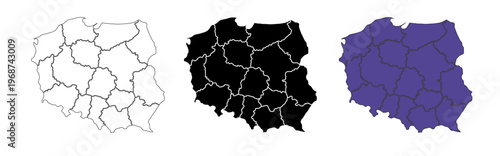 A set of vector maps of Poland with prefecture boundaries in three styles