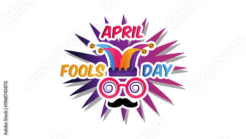 April Fools Day Concept with Jester Hat and Disguise Mask