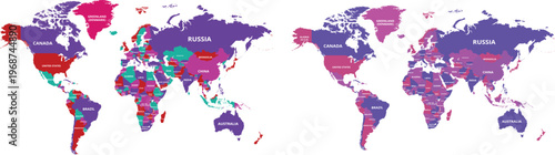 Fotografie colorful vector world map on white background