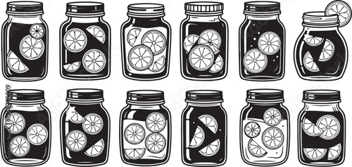 A collection of vintage perfume bottles with intricate floral designs Vector