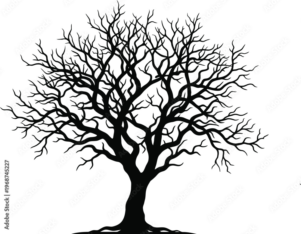 Fototapeta premium Two bare trees vector illustration on white background, flat design