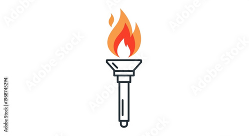 A minimalist vector illustration of a torch with a burning flame, symbolizing passion and leadership.