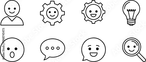 Black and white line icons set.