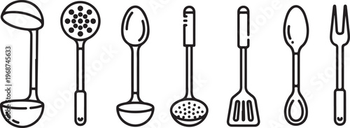 Illustration of various types of spoons and their unique designs Vector