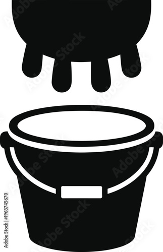 Livestock Feeding Bucket Vector Farm Animal Food Container Icon