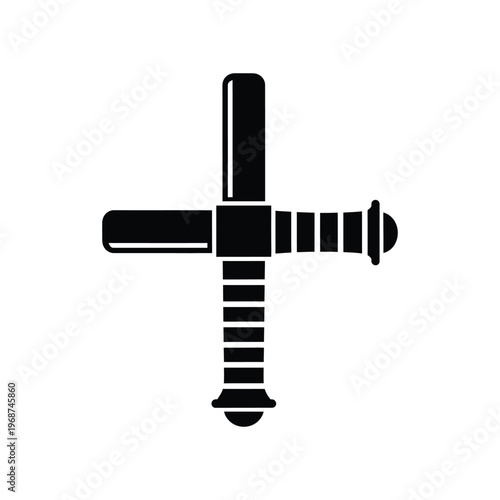 Crossed police batons silhouette icon representing law enforcement, security services, and public safety protection equipment on a white background