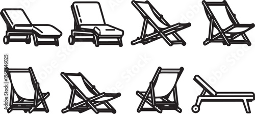 Classic wooden chairs with different backrest and leg designs Vector