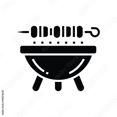 Minimalist black line icon of a professional police tonfa baton for law enforcement and security defense concepts