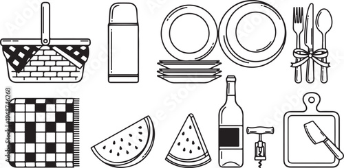 Various kitchen items including cookware, utensils, and appliances Vector