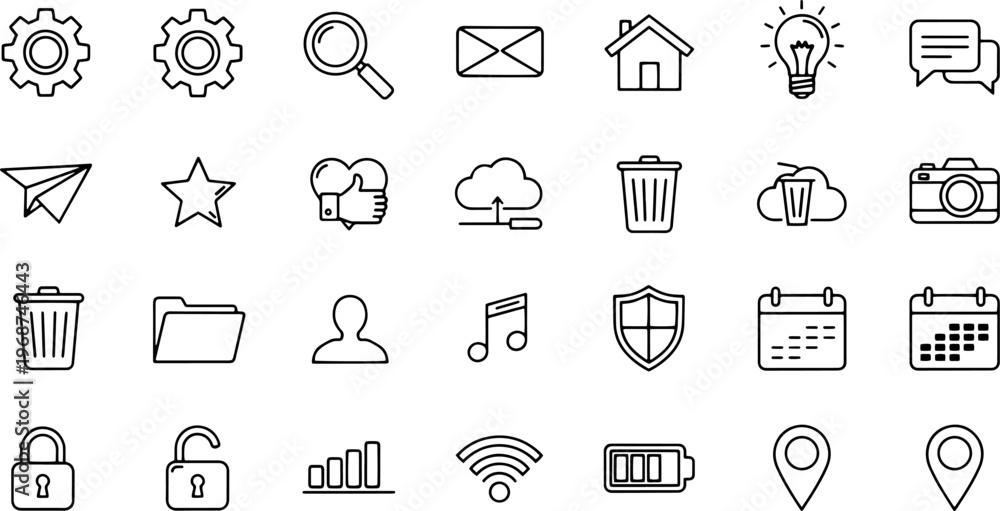 Fototapeta premium Collection of various computer icons.