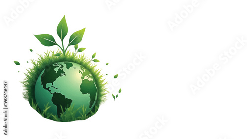 Eco friendly globe icon, green earth symbol, sustainable planet vector, ecology logo