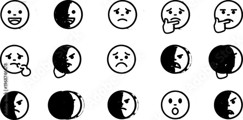 Collection of various emoticon faces.