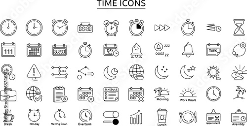 Collection of various time icons.