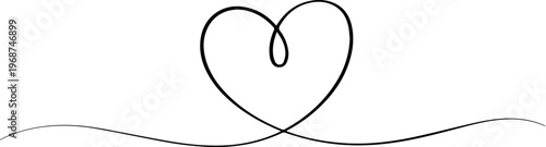 love shape continuous one line drawing, Heart in one line art style. Drawing of a love symbol with editable black stroke on a white background. Vector illustration.