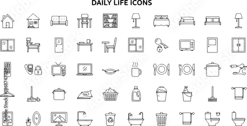 Daily Life Icons and Objects.