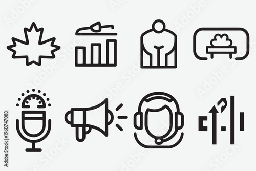Business icons, communication symbols, marketing signs, vector graphics