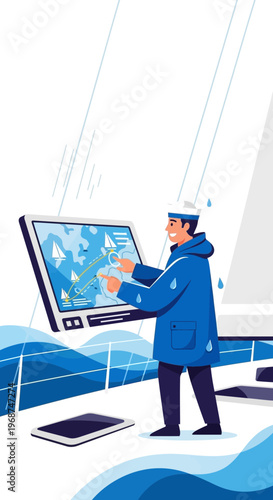 Sailing Navigation Technology During Rainy Conditions On Yacht