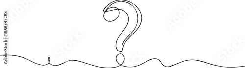 Question mark continuous one line vector isolated vector illustration, Question mark icon continuous one line art drawing for business support concepts, Continuous one line drawing question mark icon.