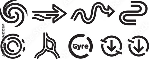 Mathematical symbols in black, including arrows and greek letters Vector