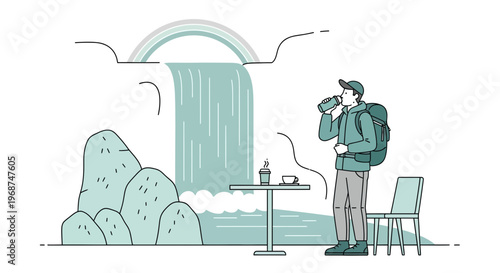 Scenic Waterfall Retreat Refreshing Break Outdoor Adventure