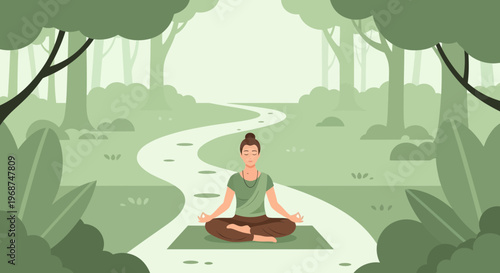 Serene Forest Meditation Path Peaceful Outdoor Yoga Session