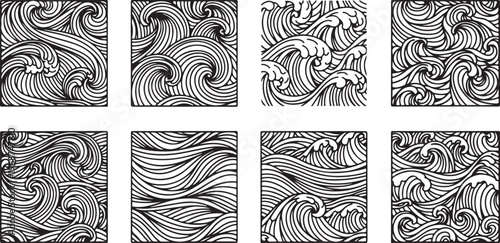 Intricate abstract patterns woven in black and white aesthetic designs Vector
