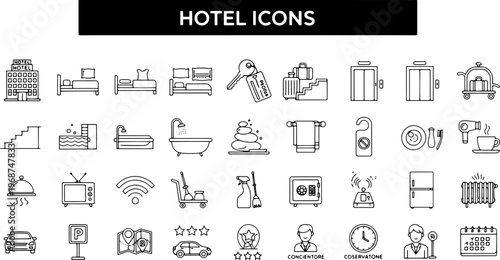 Hotel icons and symbols collection.