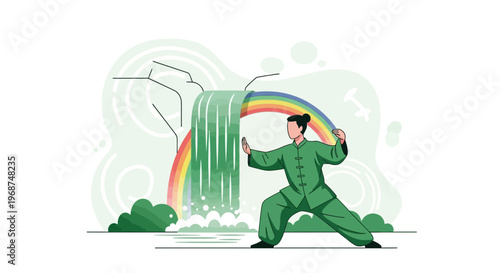 Serene Martial Artist Embracing Nature's Harmony