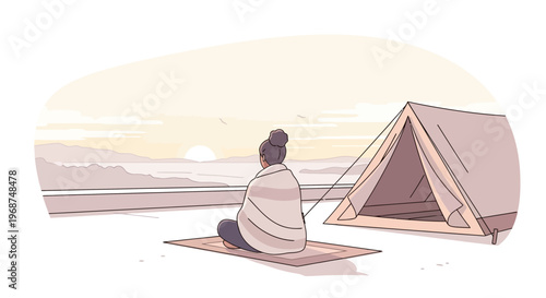 Serene Sunrise Meditation Beside Glamping Tent