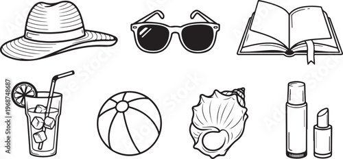 Everyday items illustrating common personal and household objects in simple sketches Vector