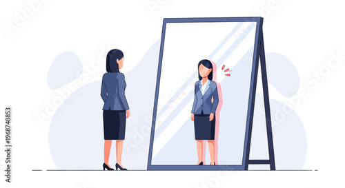 Self-Reflection Of A Confident Professional Woman Gazing Into A Mirror