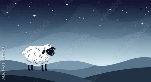 Sleepy Sheep Gazing At The Starry Night Sky