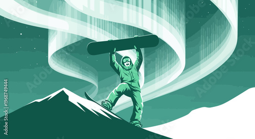 Snowboarding Triumph Under Arctic Lights A Vibrant Celebration