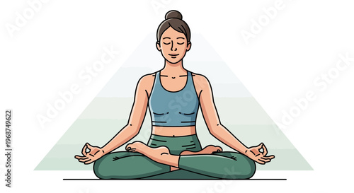 Serene Woman Meditating In Lotus Position Calm Mindfulness Practice