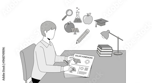 Student Learning About Renewable Energy And Sustainable Solutions