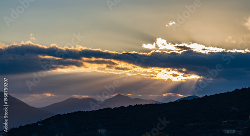 Spectacular sunset over the Mainarde mountains in Molise in early spring 2026